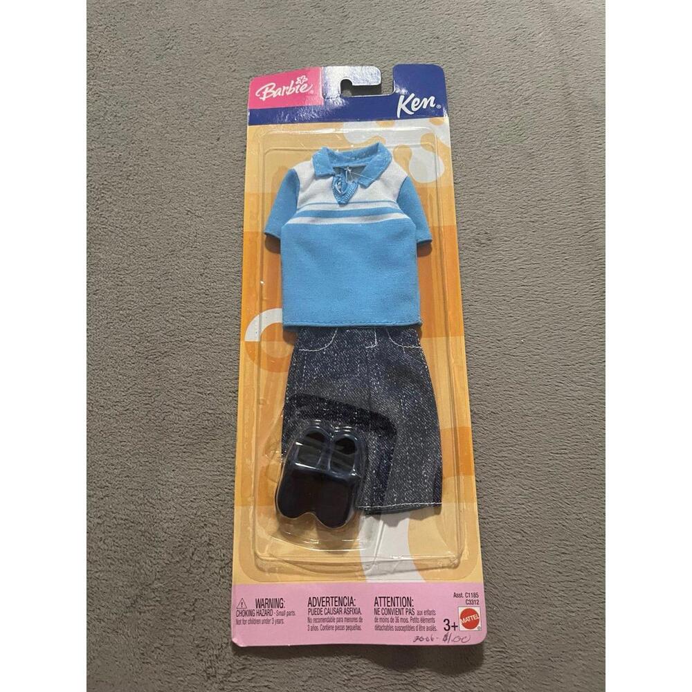Barbie Ken Fashions Blue Collared Shirt & Denim Shorts 2003 Mattel C3312 NRFP